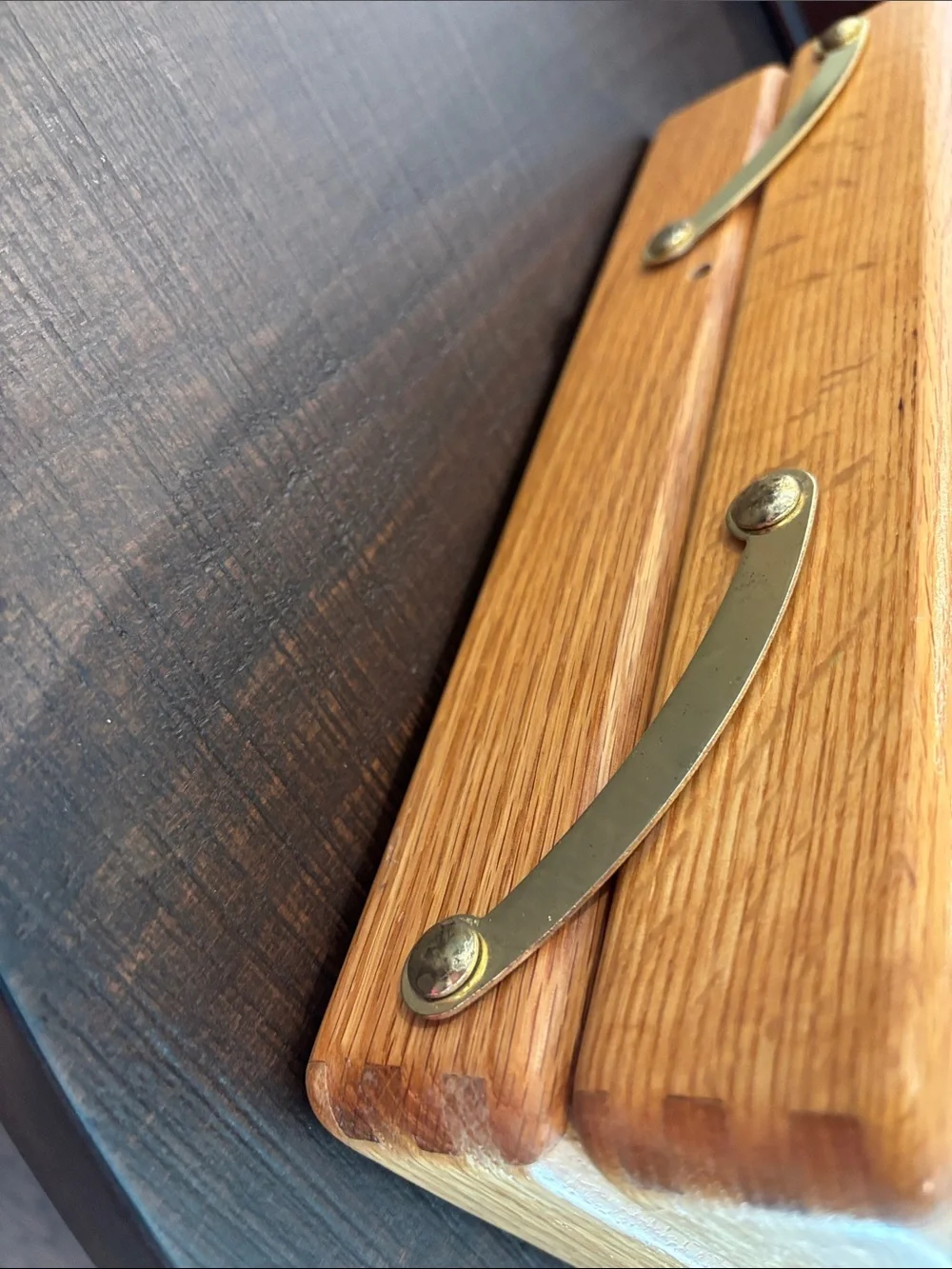 Vintage Tiered Oak Wood Desk Organizer